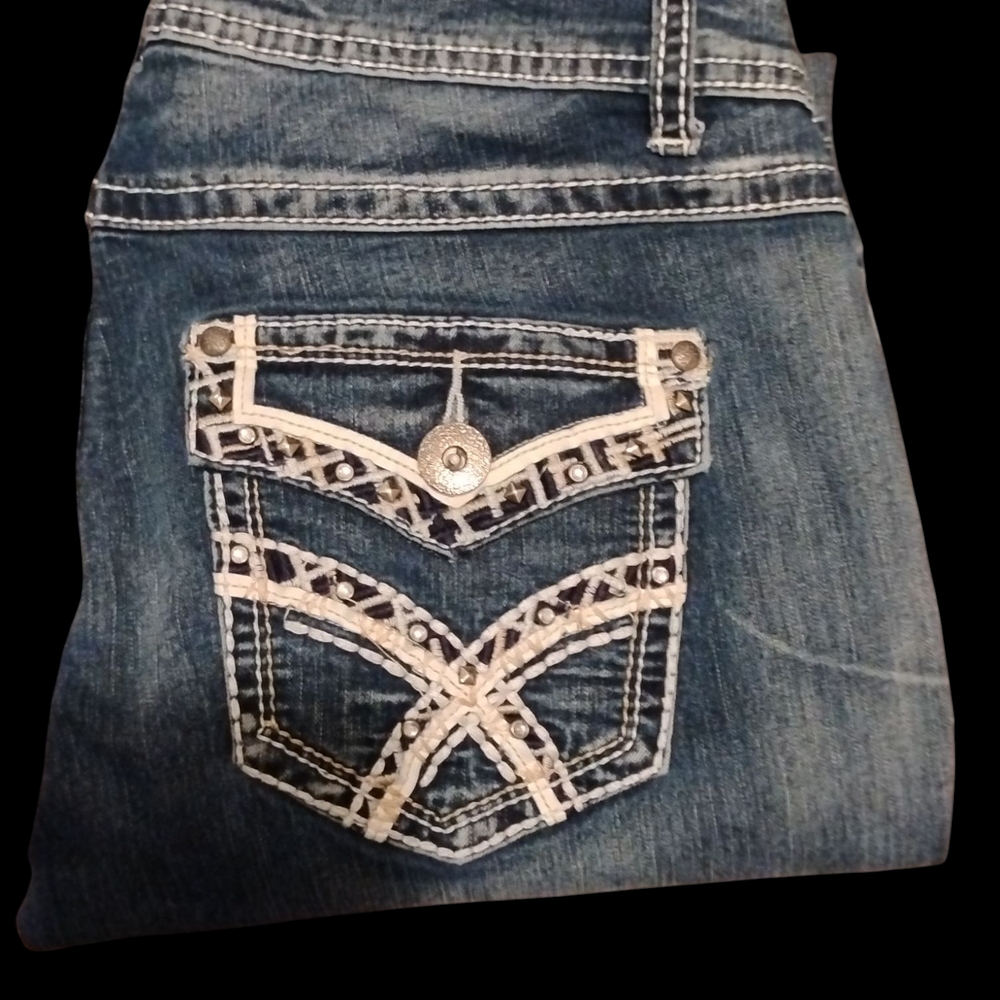Cato Premium Blue Jeans with Ornate Embroidered Design, Embellished And Studded,